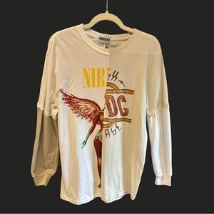 UNDONE One of a Kind UPCYCLED Handmade Vintage‎ AC/DC Nirvana Split  Tee Top M
